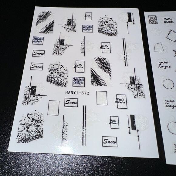 4 Sheets! Black and White Nail Art Stickers Designs - Picture 3 of 6